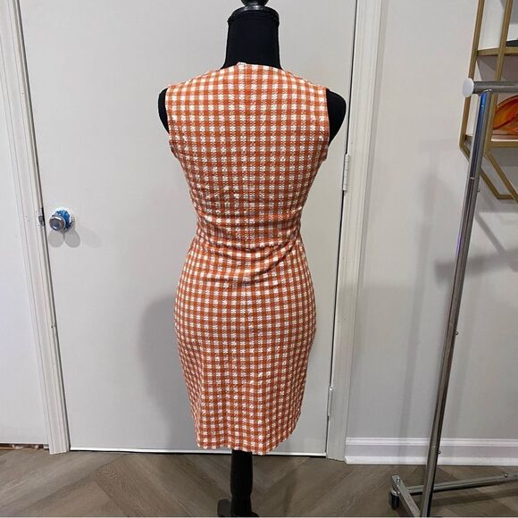 MANGO Textured Gingham Check Dress Size 4 - Picture 6 of 7